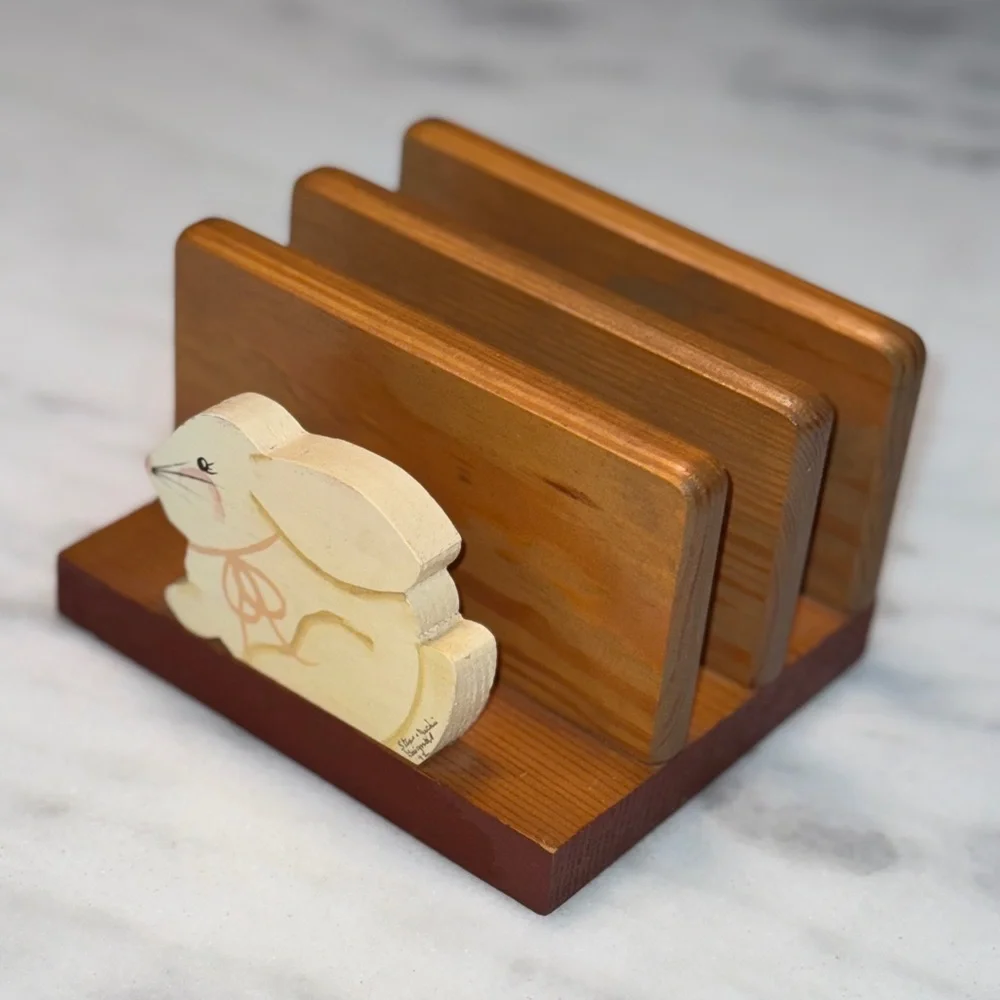 Handcrafted Wooden Bunny Letter Holder or Napkin and plate holder. - Picture 2 of 6